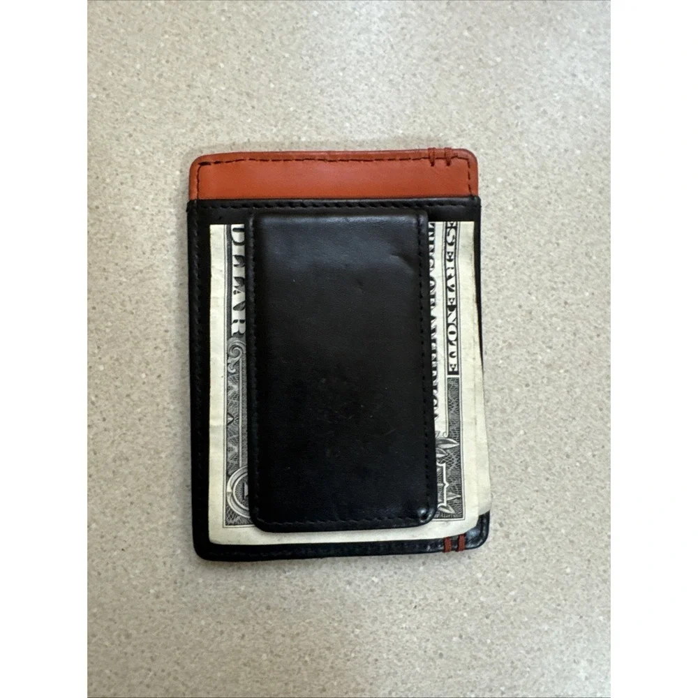 Lodis Wallet Money Clip Card Holder Leather Black And Orange Slim